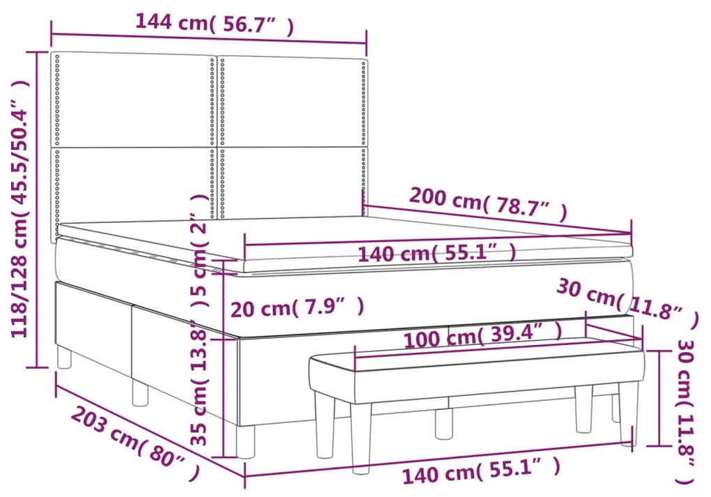 ΚΡΕΒΑΤΙ BOXSPRING ΜΕ ΣΤΡΩΜΑ ΜΠΛΕ 140X200 ΕΚ. ΥΦΑΣΜΑΤΙΝΟ 3137083