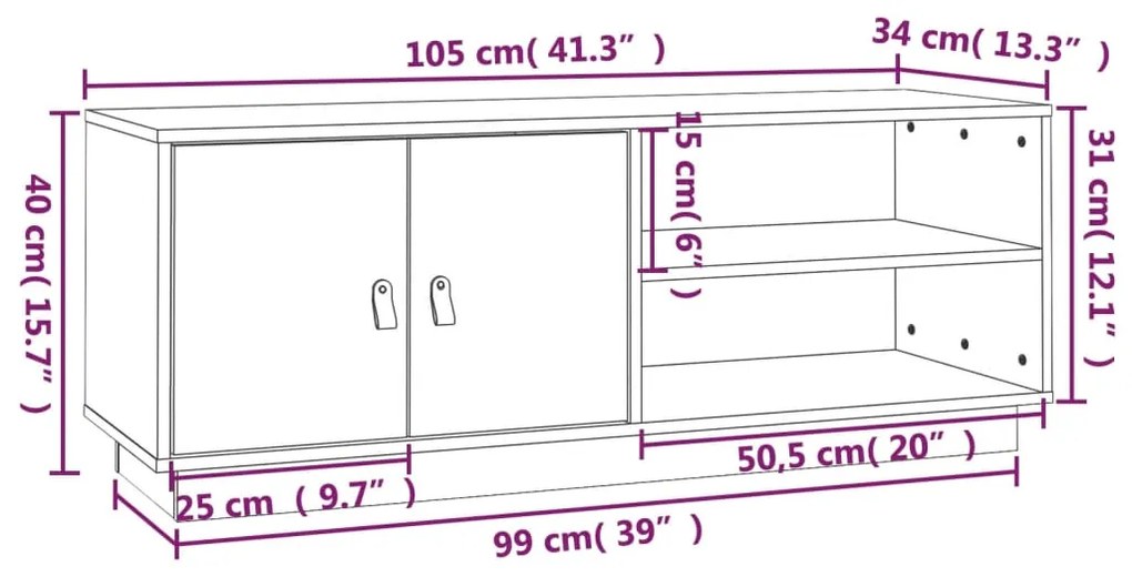 ΈΠΙΠΛΟ ΤΗΛΕΟΡΑΣΗΣ ΓΚΡΙ 105X34X40 ΕΚ. ΑΠΟ ΜΑΣΙΦ ΞΥΛΟ ΠΕΥΚΟΥ 818222