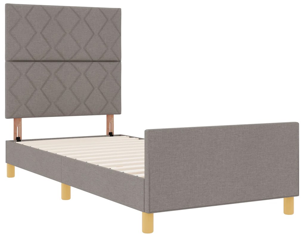 vidaXL Σκελετός Κρεβατιού με κεφαλάρι Taupe 100 x 200 cm ύφασμα
