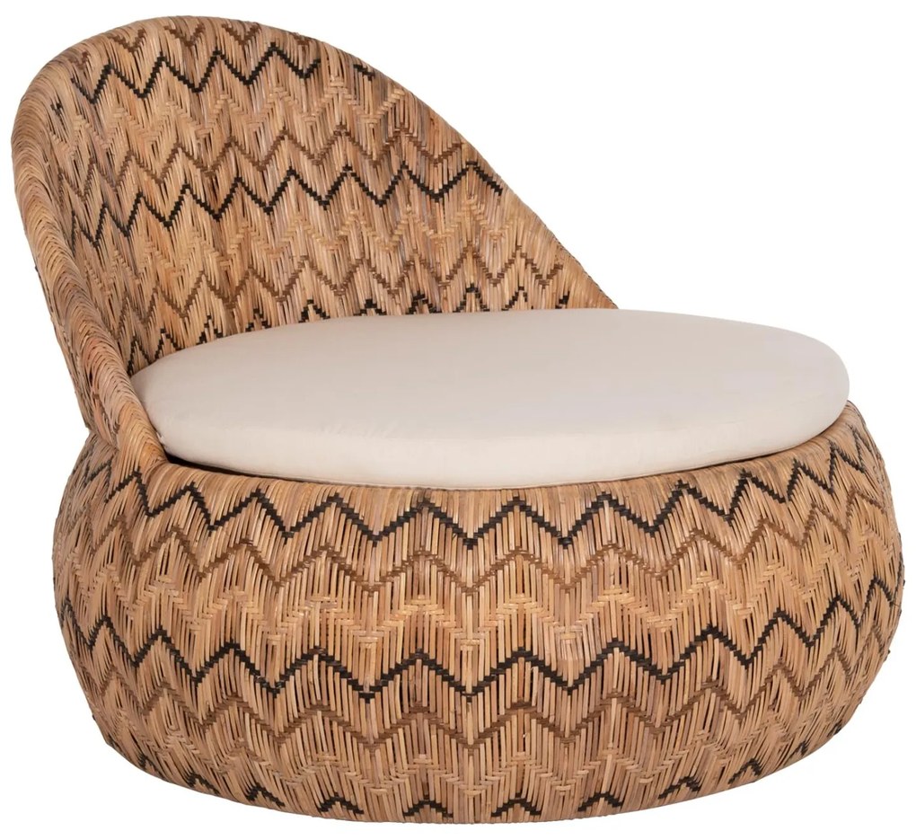 Καρέκλα - Πολυθρόνα LADLON C5992 Rattan Φυσικό με Εκρού Μαξιλάρι 97x97x76Υεκ. 97x97x76 εκ.