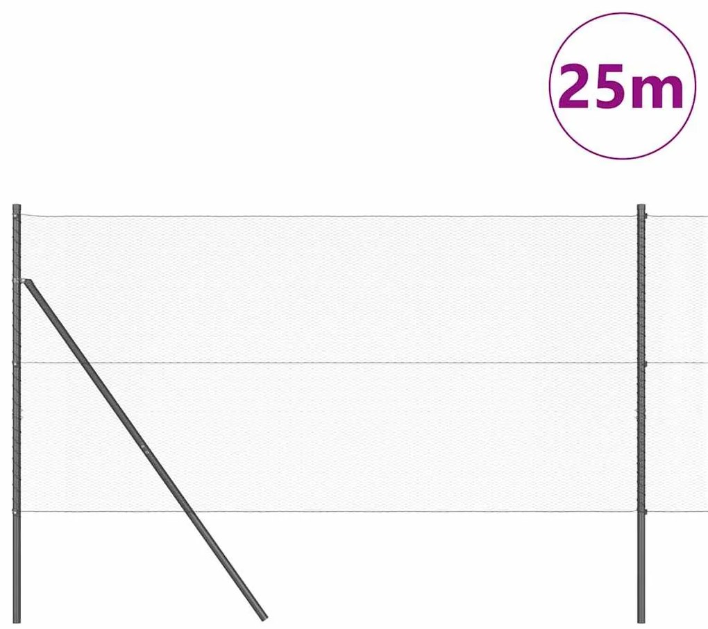 vidaXL εξάγωνο συρματόπλεγμα με 7 στύλους 1,2x25 μ, γκρι ατσάλι