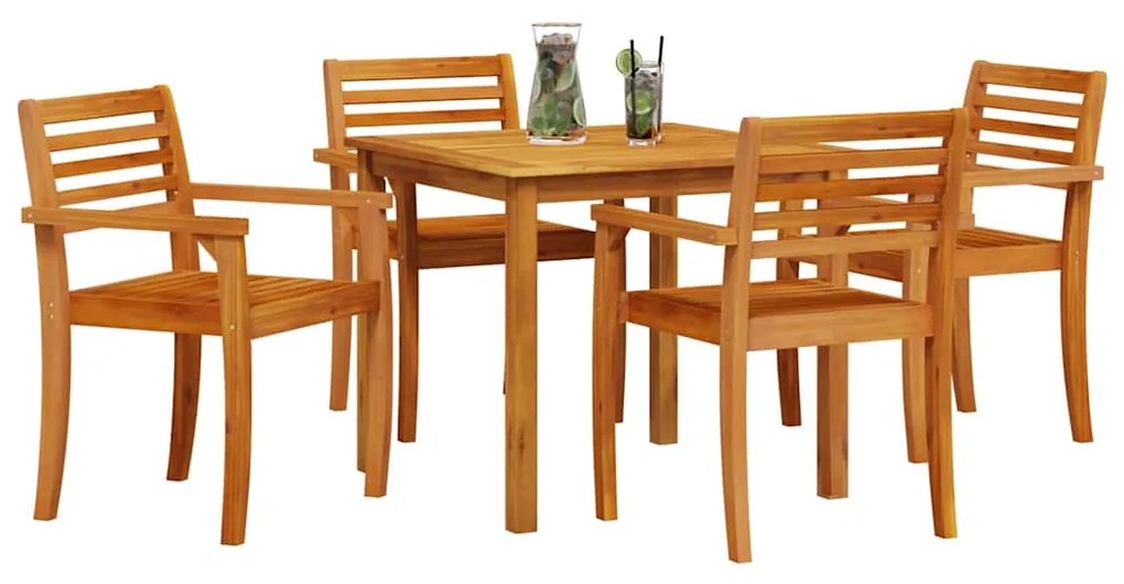 vidaXL Σέτ φαγητού για κήπο 5 pcs Καφέ Μασίφ ξύλο ακακίας