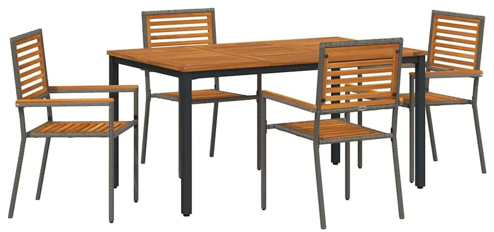 vidaXL Σέτ φαγητού για κήπο 5 pcs Γκρι 150 x 90 x 75 cm