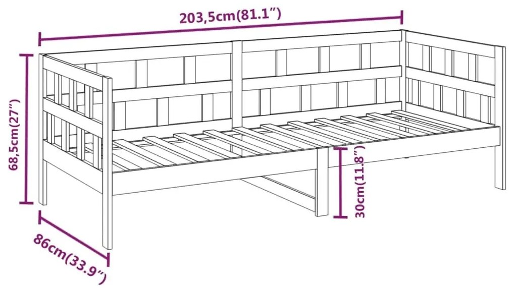 Καναπές Κρεβάτι Λευκός 80 x 200 εκ. από Μασίφ Ξύλο Πεύκου - Λευκό