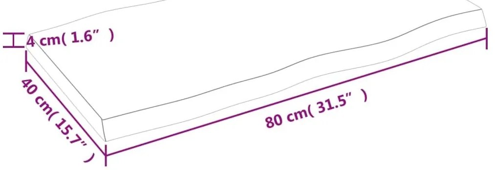 Επιφ Τραπεζιού Αν Καφέ 80x40x(2-4)εκ. Ακατέργ. Μασίφ Ξύλο Δρυός - Καφέ