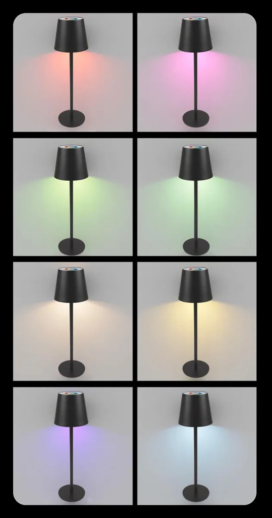 POWERTECH LED επιτραπέζιο φωτιστικό HLL-0196, RGB, ρυθμιζόμενο, επαναφορτιζόμενο, λευκό