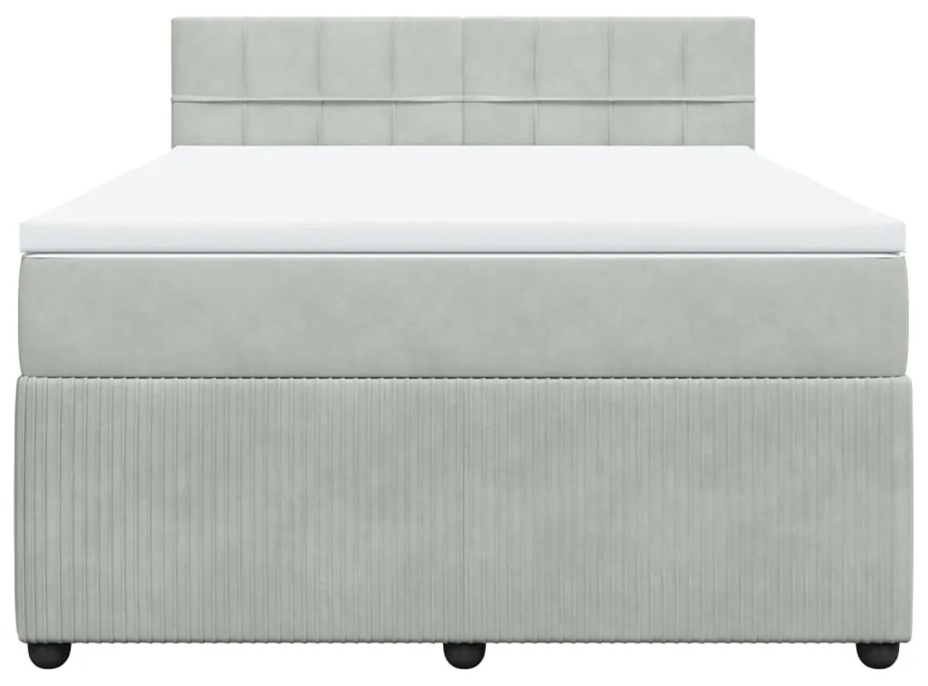 vidaXL Κρεβάτι Boxspring με Στρώμα Ανοιχτό Γκρι 140x190 εκ. Βελούδινο