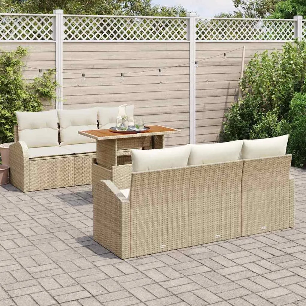 vidaXL Σετ Καναπέ Κήπου 7 pcs μπεζ και κρεμ 100 x 55 x 73 εκ