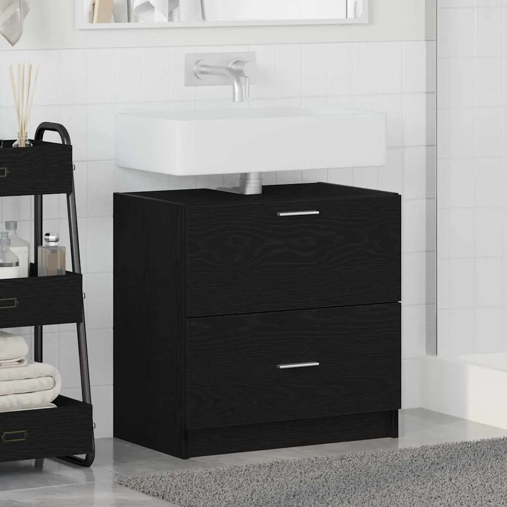vidaXL Ντουλάπι Νεροχύτη Μαύρη Οξυά 59 x 37 x 59 cm Επεξεργασμένο ξύλο