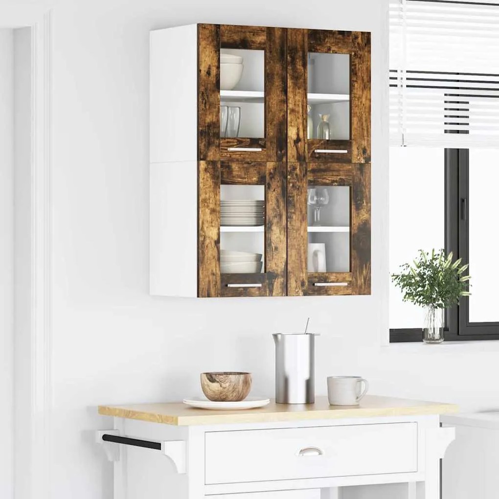 vidaXL Κρεμαστό ντουλάπι με αποθήκευση Καπνιστό Δρύς 60 x 31 x 40 εκ