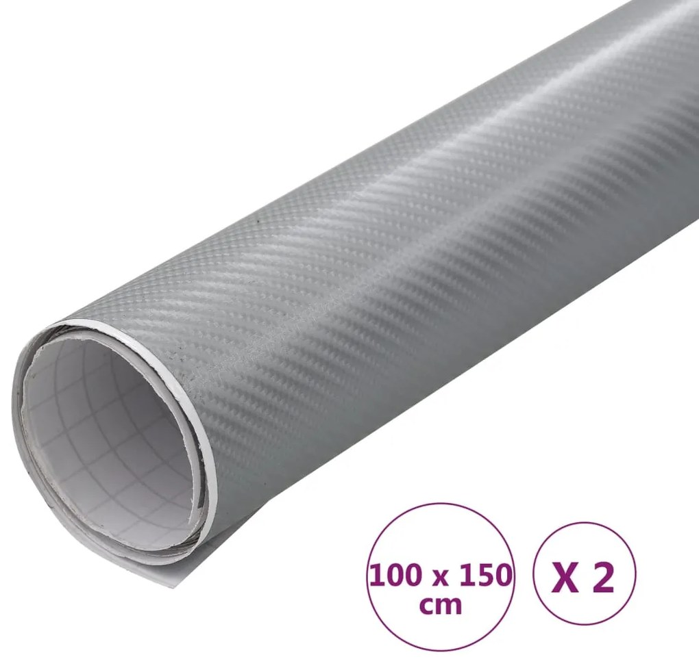 vidaXL Μεμβράνες Αυτοκινήτου 4D 2 τεμ. Ασημί 100 x 150 εκ.