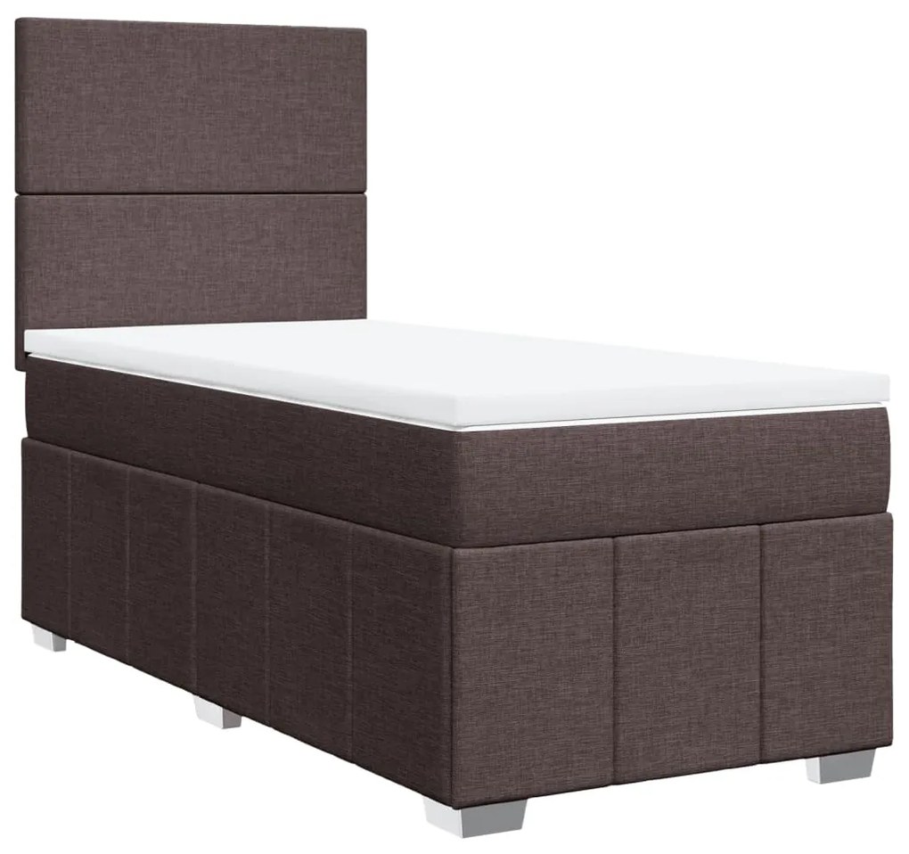 vidaXL Κρεβάτι Boxspring με Στρώμα Σκούρο Καφέ 80x200 εκ. Υφασμάτινο