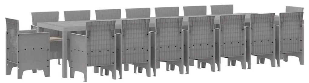 vidaXL Σέτ φαγητού για κήπο 17 pcs Ανοιχτό γκρι Rattan Polt