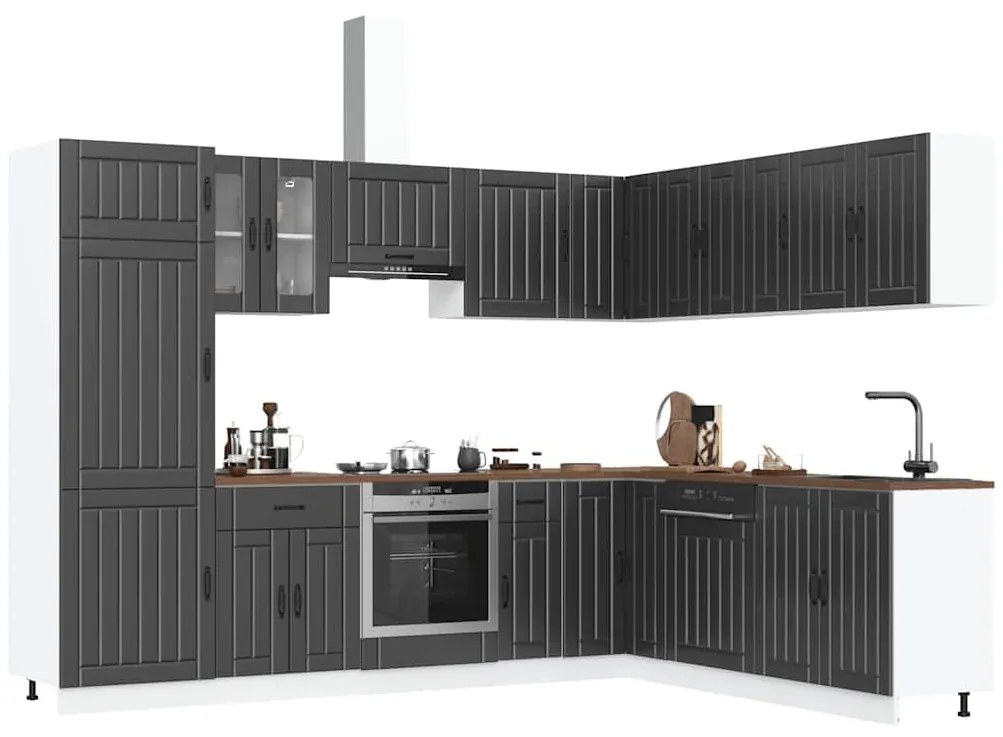 14 PIECE KITCHEN CABINET SET "LUCCA" ΜΑΥΡΟ ΚΑΤΑΣΚΕΥΑΣΜΕΝΟ ΞΥΛΟ 3314982