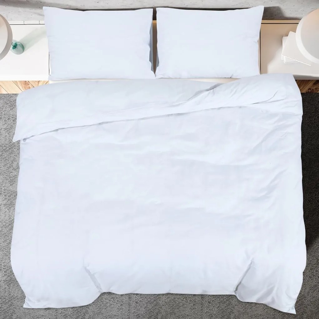 vidaXL Σετ Παπλωματοθήκη  Λευκό 135x200 cm Βαμβακερό