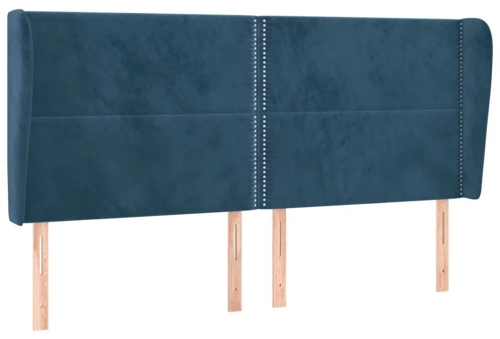 Κεφαλάρι με Πτερύγια Σκούρο Μπλε 183x23x118/128 εκ. Βελούδινο - Μπλε