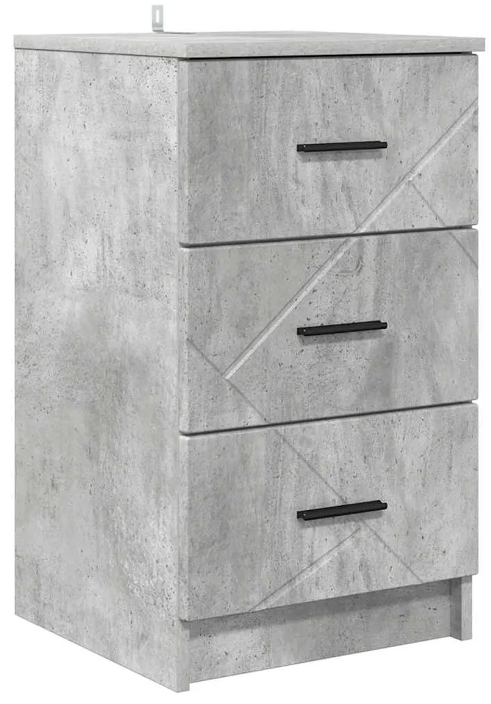 vidaXL Κομοδίνο Γκρι σκυροδέματος 38 x 38 x 66 εκ Επεξεργασμένο ξύλο