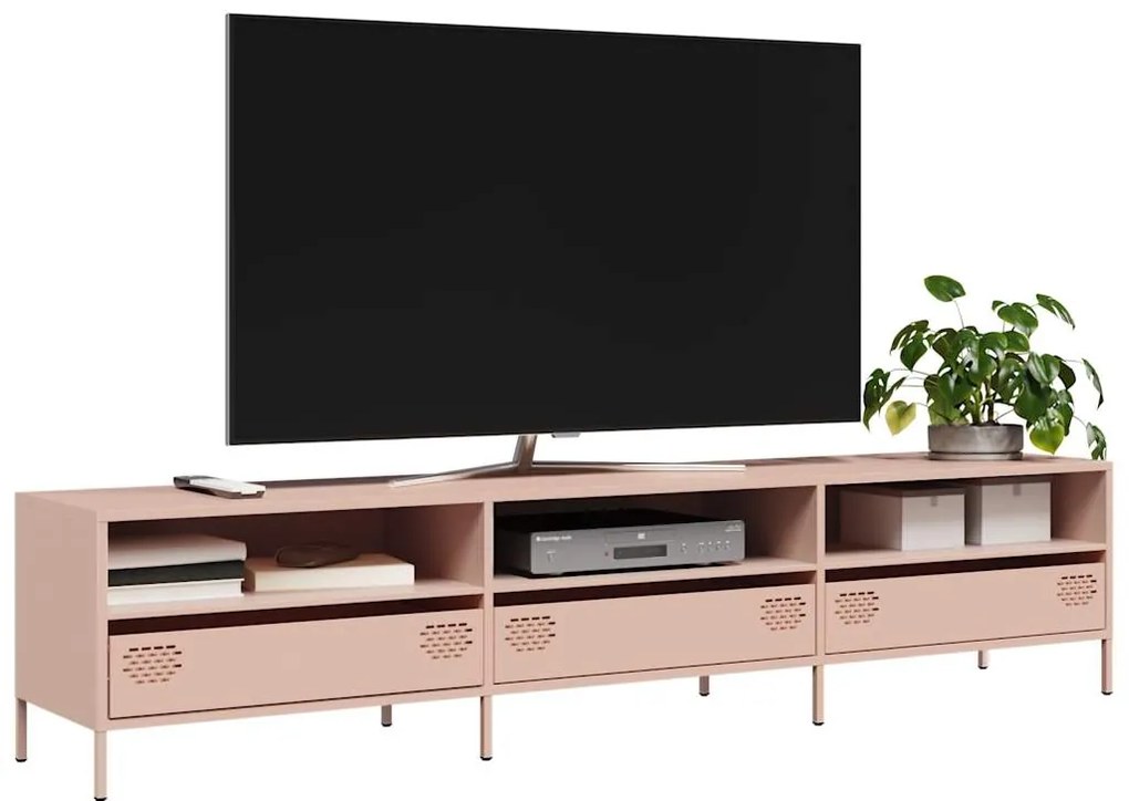 ντουλάπι τηλεόρασης vidaXL Ροζ 202x39x43,5 cm Ατσάλι ψυχρής έλασης