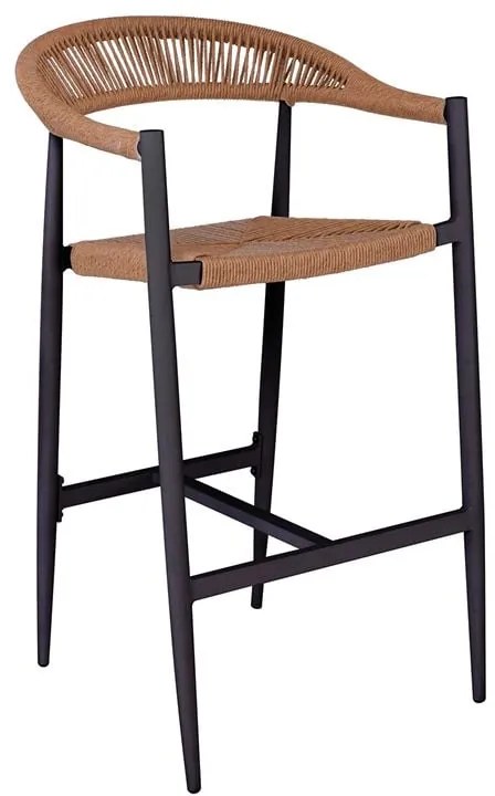 MADY Σκαμπό Bar, ALU Ανθρακί, Rope Wicker Φυσικό  56x58x105cm Ε6720,1