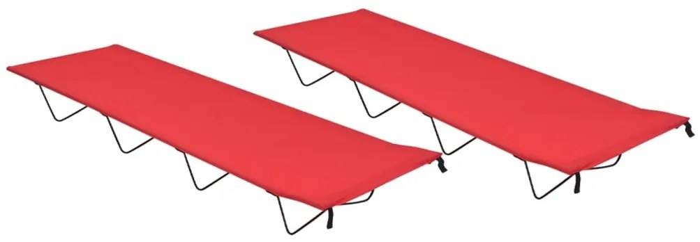 vidaXL Κρεβάτια Κάμπινγκ 2τεμ Κόκκινα 180x60x19εκ Ύφασ. Oxford/Ατσάλι