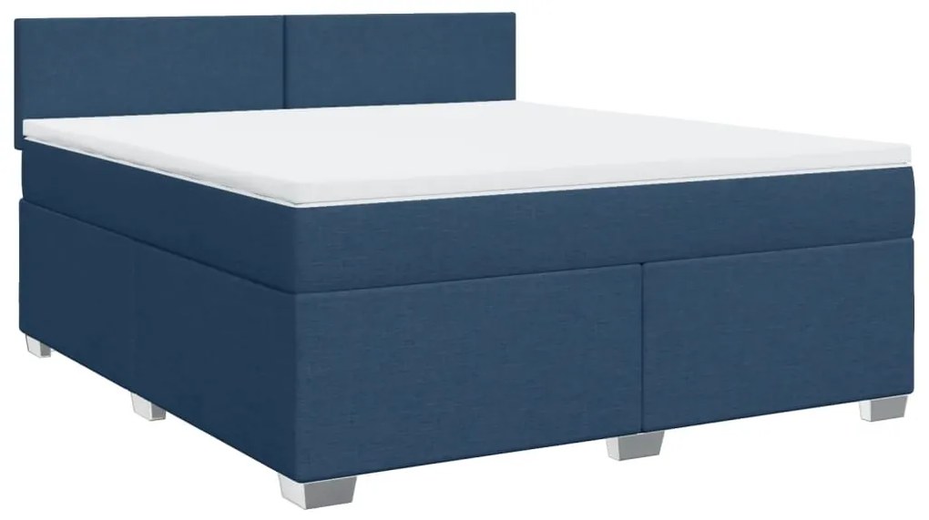 vidaXL Κρεβάτι Boxspring με Στρώμα Μπλε 180x200 εκ. Υφασμάτινο