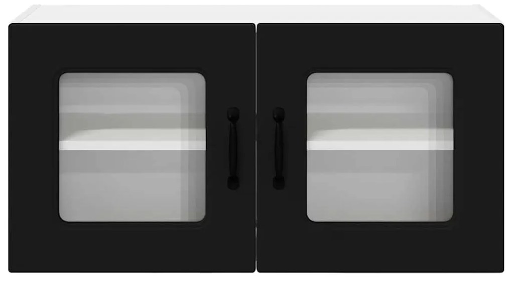 vidaXL Κρεμαστό ντουλάπι κουζίνας με ράφι Μαύρο 80 x 31 x 40 εκ