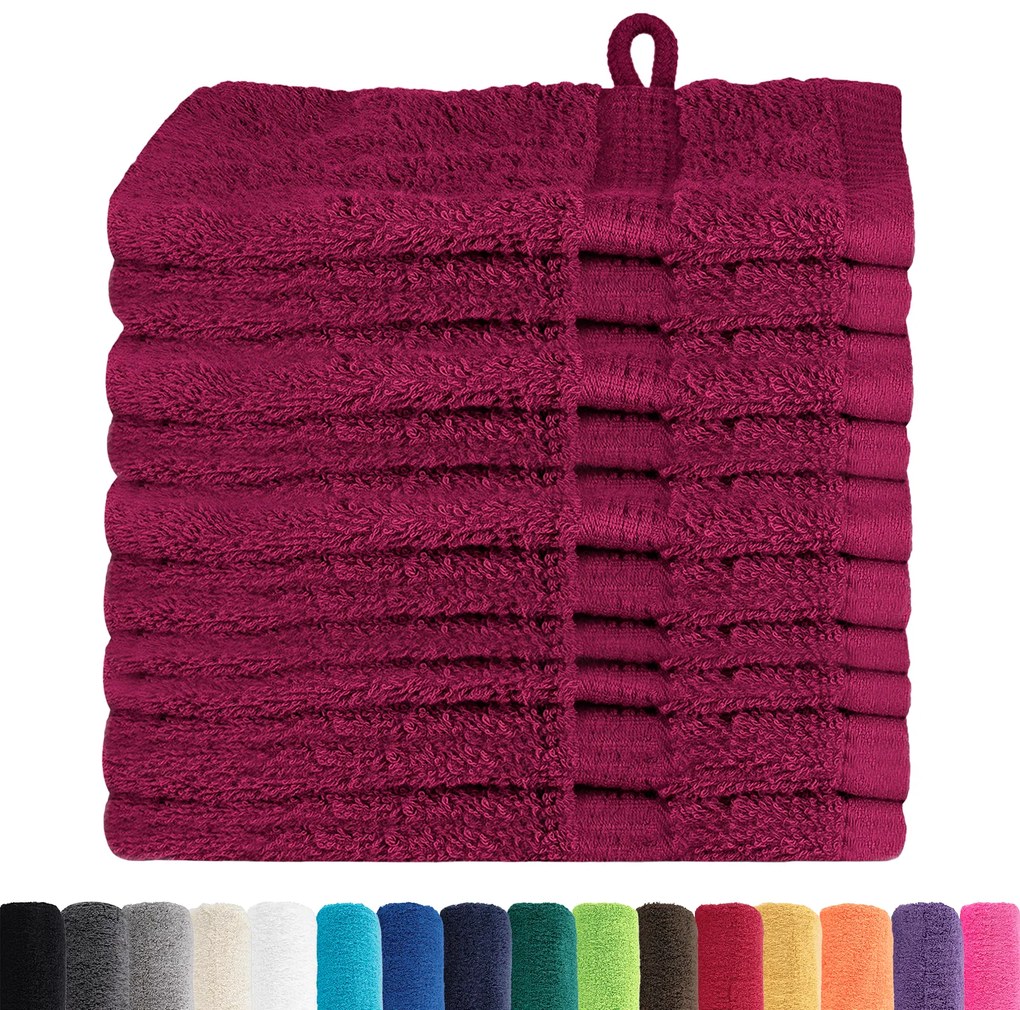 vidaXL Πετσέτες 10 pcs Μπορντώ 15 x 21 cm Βαμβάκι