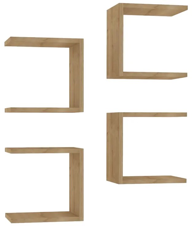 Ραφιέρα τοίχου Perari pakoworld 4τεμ.σε oak απόχρωση 30x19.6x30εκ (1 τεμάχια)