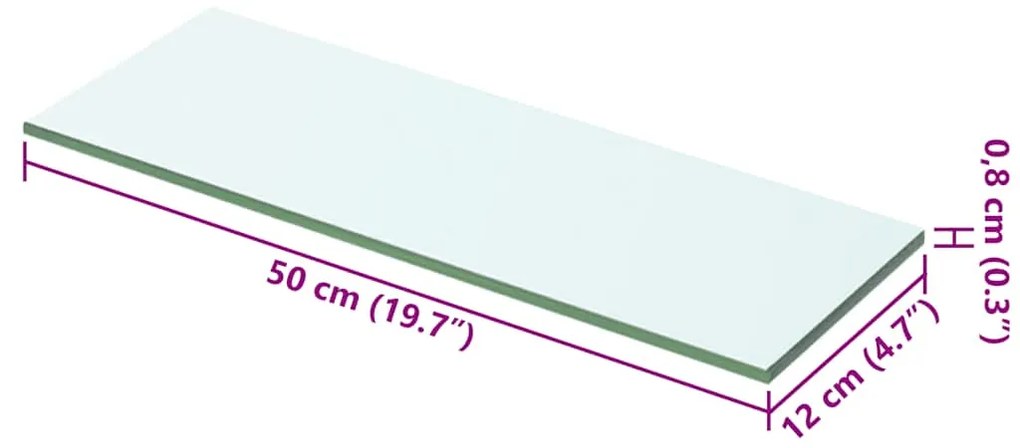 vidaXL Ράφι Πάνελ Διάφανο 50 x 12 εκ. Γυάλινο