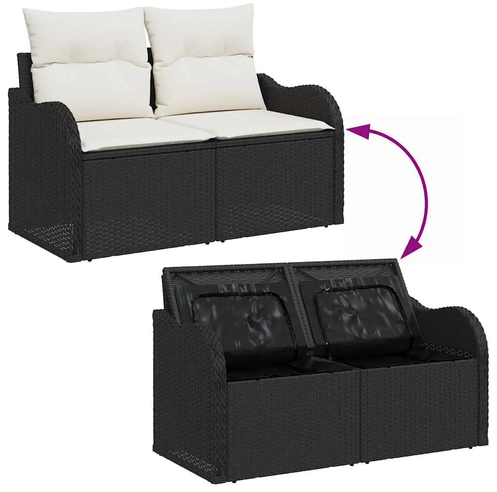 vidaXL Σετ Καναπέ Κήπου 9 pcs Μαύρο 100 x 55 x 73 εκ Πολυ ράταν