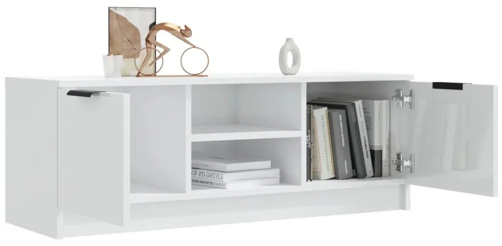 vidaXL Έπιπλο Τηλεόρασης Γυαλ. Λευκό 102x35x36,5 εκ Επεξεργασμένο Ξύλο