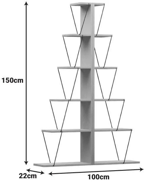Βιβλιοθήκη mini Tars ανθρακί-μαύρο 130x22x146εκ 100x22x150 εκ.