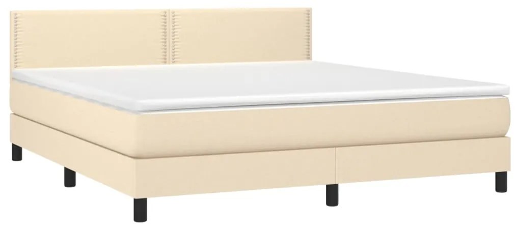 vidaXL Κρεβάτι Boxspring με Στρώμα Κρεμ 160x200 εκ. Υφασμάτινο