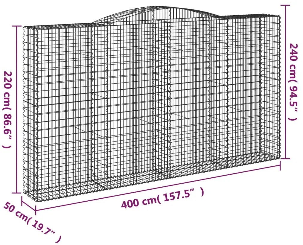 vidaXL Συρματοκιβώτια Τοξωτά 15 τεμ. 400x50x220/240 εκ. Γαλβαν. Ατσάλι