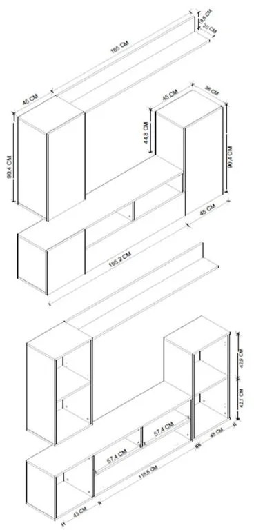 ΣΥΝΘΕΣΗ ΤΗΛΕΟΡΑΣΗΣ RODOS MEGAPAP ΧΡΩΜΑ ΛΕΥΚΟ 210,2X36X90,4ΕΚ.