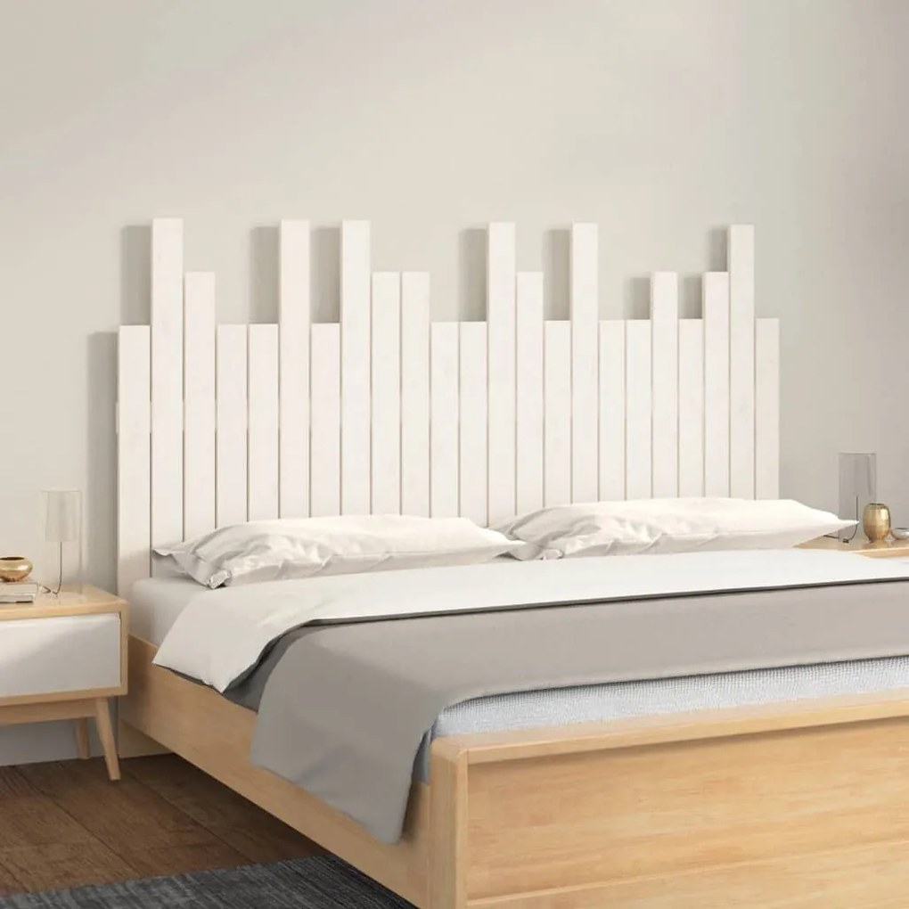 vidaXL Κεφαλάρι Τοίχου Λευκό 146,5x3x80 εκ. από Μασίφ Ξύλο Πεύκου