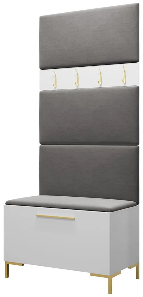 Σετ διαδρόμου Hartford F102, 196x84x46cm, 32 kg, Άσπρο, Ταπισερί, Πλαστικοποιημένη μοριοσανίδα, Εντοιχισμένη, Τοίχου | Epipla1.gr
