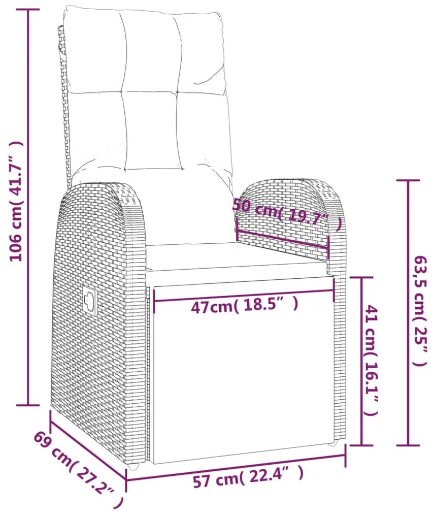 vidaXL Σαλόνι Κήπου Σετ 3 Τεμαχίων Μαύρο Συνθετικό Ρατάν &amp; Ατσάλι
