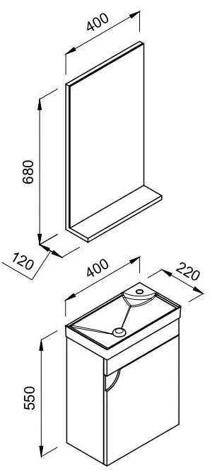 Σετ Επίπλου Mπάνιου NEW MINI 40 Ανθρακί 40x22x145 εκ.