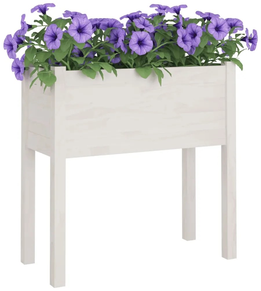 vidaXL Ζαρντινιέρες 2 τεμ. Λευκό 70 x 31 x 70 εκ από Μασίφ Ξύλο Πεύκου