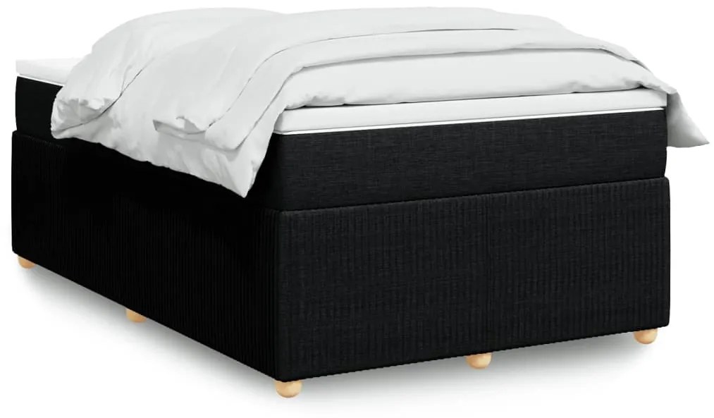 vidaXL Κρεβάτι Boxspring με Στρώμα Μαύρο 120x200 εκ. Υφασμάτινο