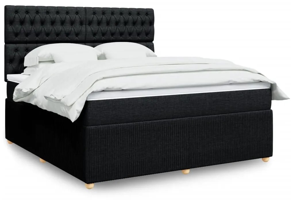 vidaXL Κρεβάτι Boxspring με Στρώμα Μαύρο 180x200 εκ. Υφασμάτινο