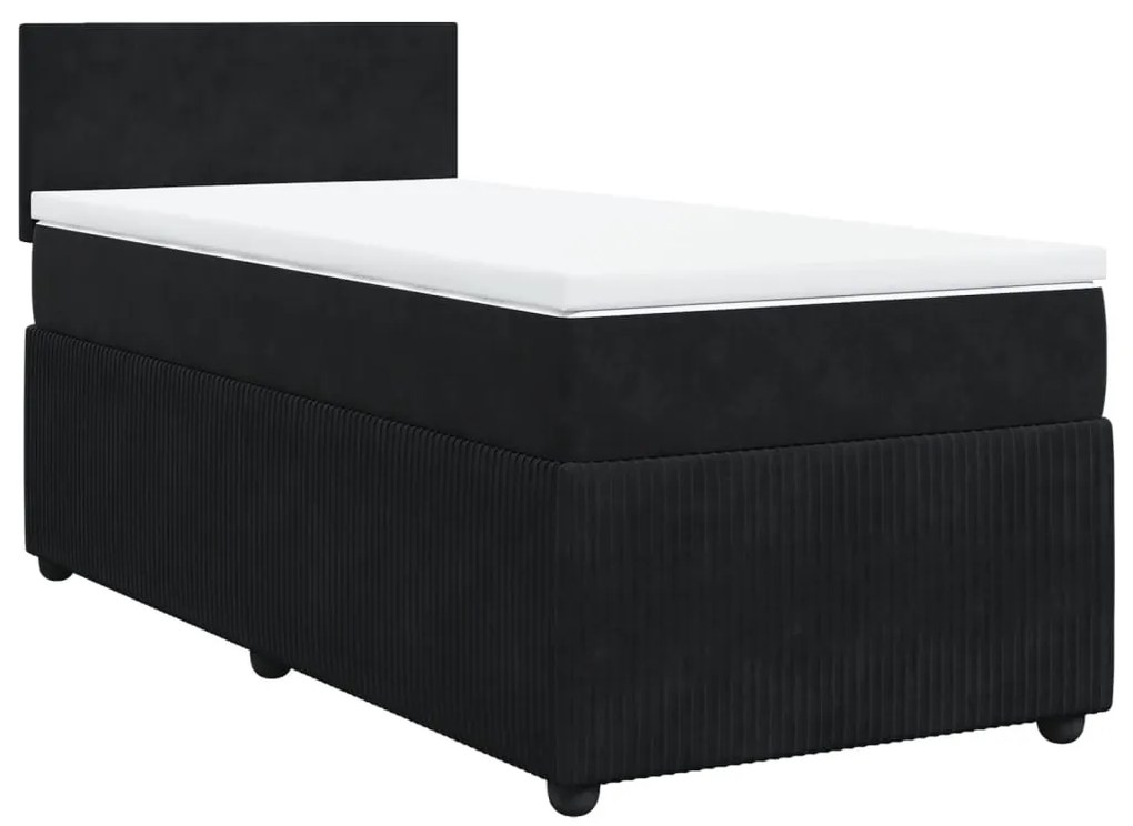 vidaXL Κρεβάτι Boxspring με Στρώμα Μαύρο 100x200 εκ. Βελούδινο