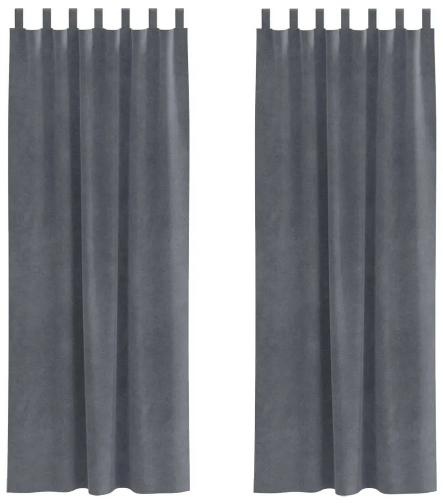 vidaXL Κουρτίνες με κουρτίνες 2 pcs Ανοιχτό γκρι 140 x 245 cm Βελούδο