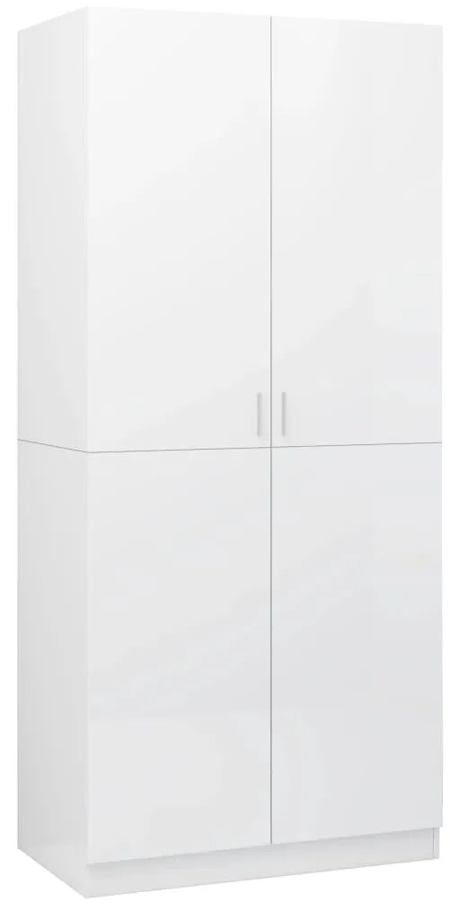 vidaXL Ντουλάπα Γυαλιστερό Λευκό 80 x 52 x 180 εκ. από Επεξ. Ξύλο
