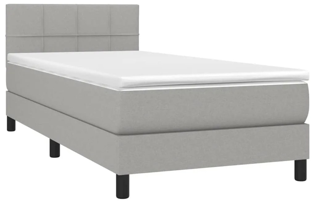 vidaXL Κρεβάτι Boxspring με Στρώμα & LED Αν.Γκρι 80x200 εκ. Υφασμάτινο