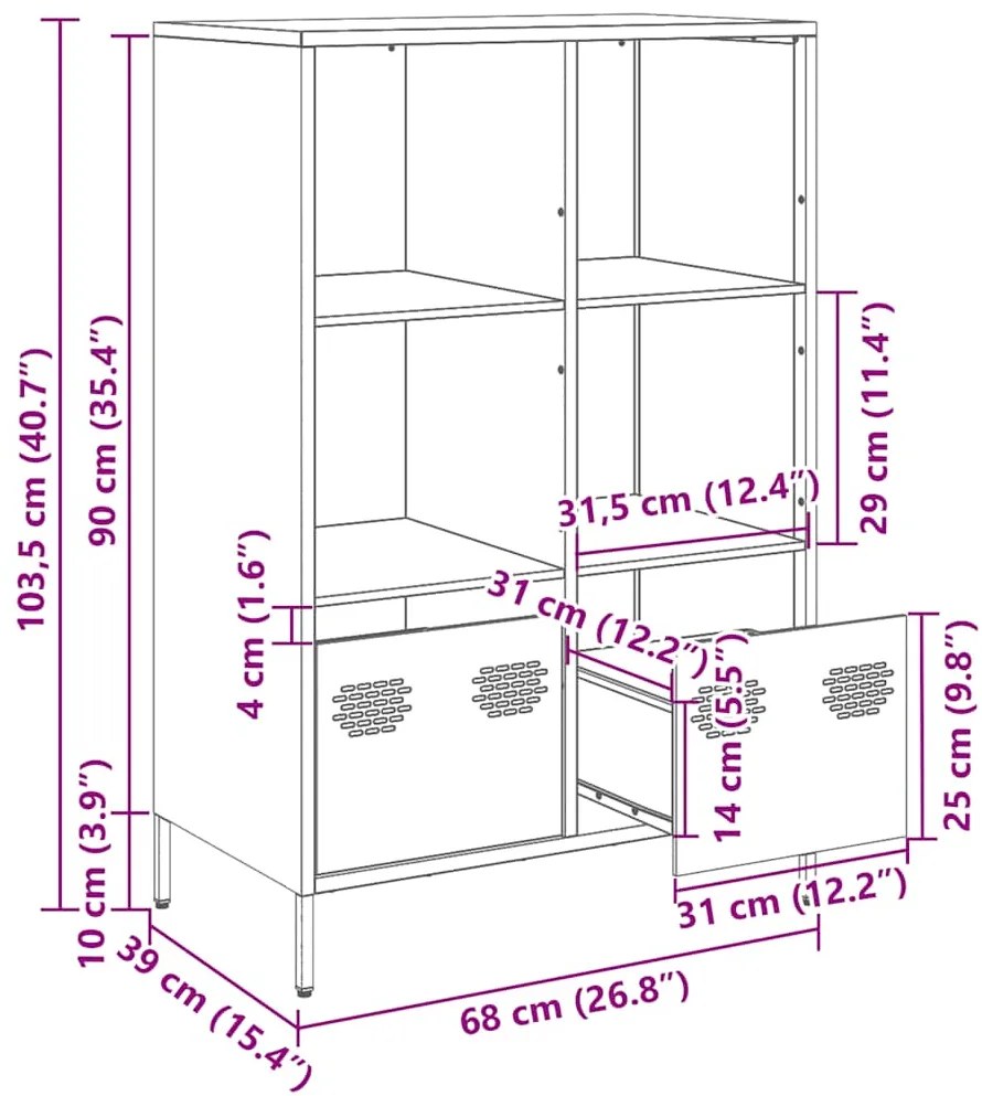Ντουλάπα Λευκό 68x39x103,5 εκ. από Χάλυβα - Λευκό