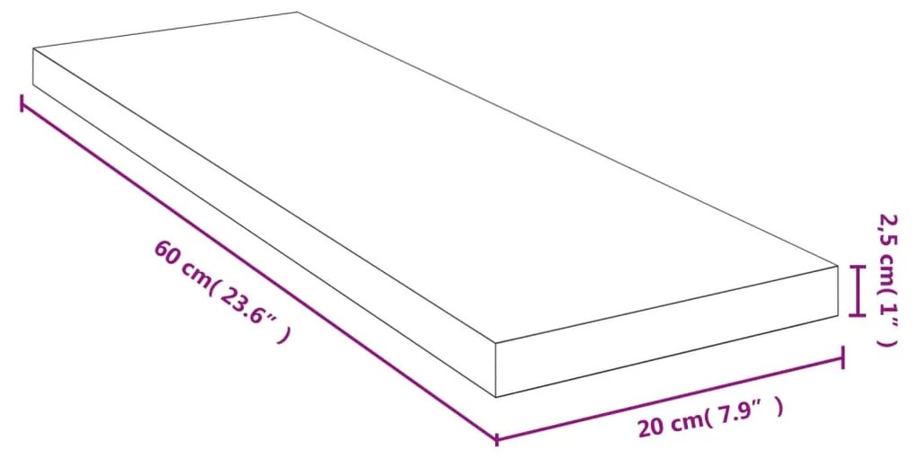 Ράφι Τοίχου 60x20x2,5 εκ. από Μπαμπού - Καφέ