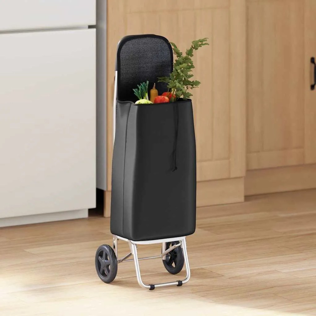vidaXL Καρότσι Αγορών με Ρόδες Μαύρο 35L