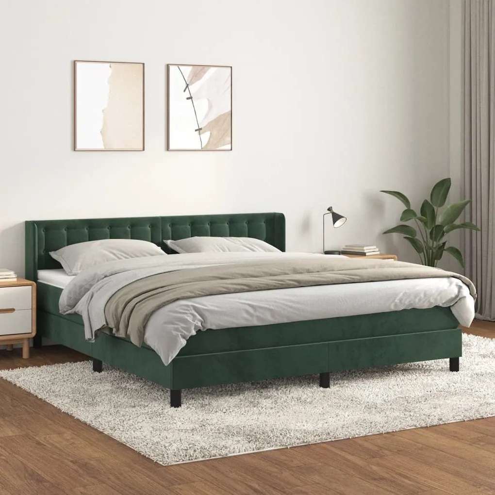 ΚΡΕΒΑΤΙ BOXSPRING ΜΕ ΣΤΡΩΜΑ ΣΚΟΥΡΟ ΠΡΑΣΙΝΟ 160X200ΕΚ. ΒΕΛΟΥΔΙΝΟ 3131210